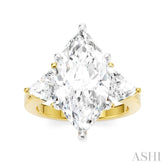 1 1/10 Ctw Marquise Shape Trillion and Round Cut Diamond Semi-Mount Engagement Ring in 14K Yellow and White Gold